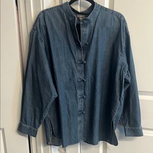 Mandarin Collar Denim Top JJill XL